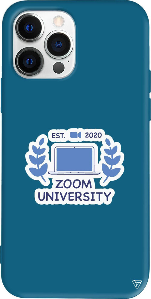 iPhone 15 Pro Max Uyumlu Lacivert Renkli Silikon Zoom Universitesi Telefon Kılıfı