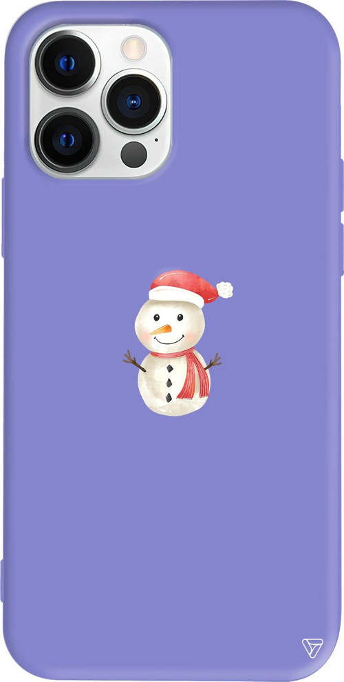 iPhone 15 Pro Max Uyumlu Lila Renkli Silikon Snowman Telefon Kılıfı