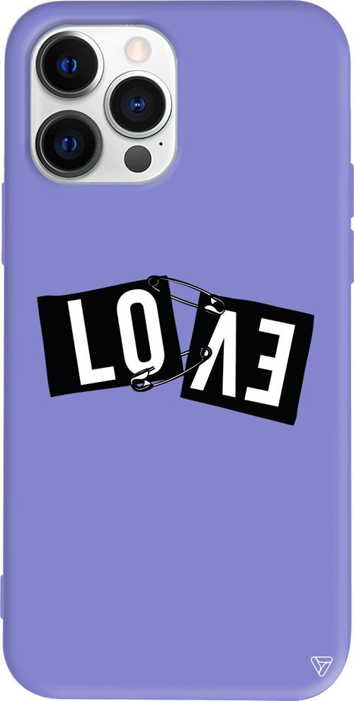 iPhone 15 Pro Max Uyumlu Lila Renkli Silikon Love Telefon Kılıfı