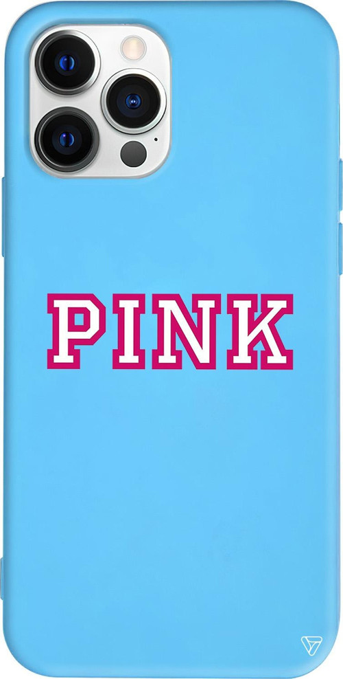 iPhone 15 Pro Max Uyumlu Mavi Renkli Silikon Pink Telefon Kılıfı