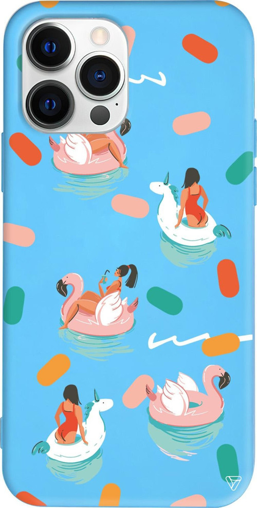 iPhone 15 Pro Max Uyumlu Mavi Renkli Silikon Pool Chill Telefon Kılıfı