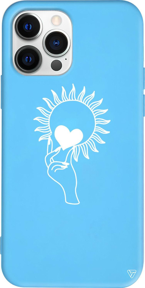 iPhone 15 Pro Max Uyumlu Mavi Renkli Silikon Keep Heart Telefon Kılıfı