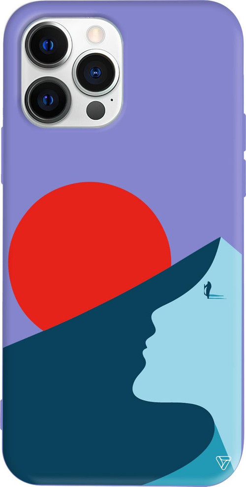 iPhone 15 Pro Max Uyumlu Lila Renkli Silikon Abstract Koleksiyonu Negative Space Telefon Kılıfı
