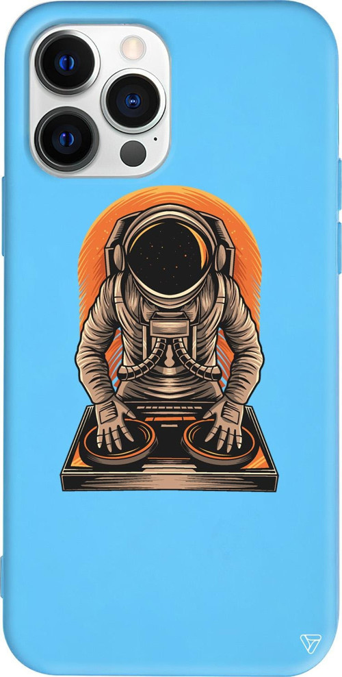 iPhone 15 Pro Max Uyumlu Mavi Renkli Silikon DJ Astronot Telefon Kılıfı
