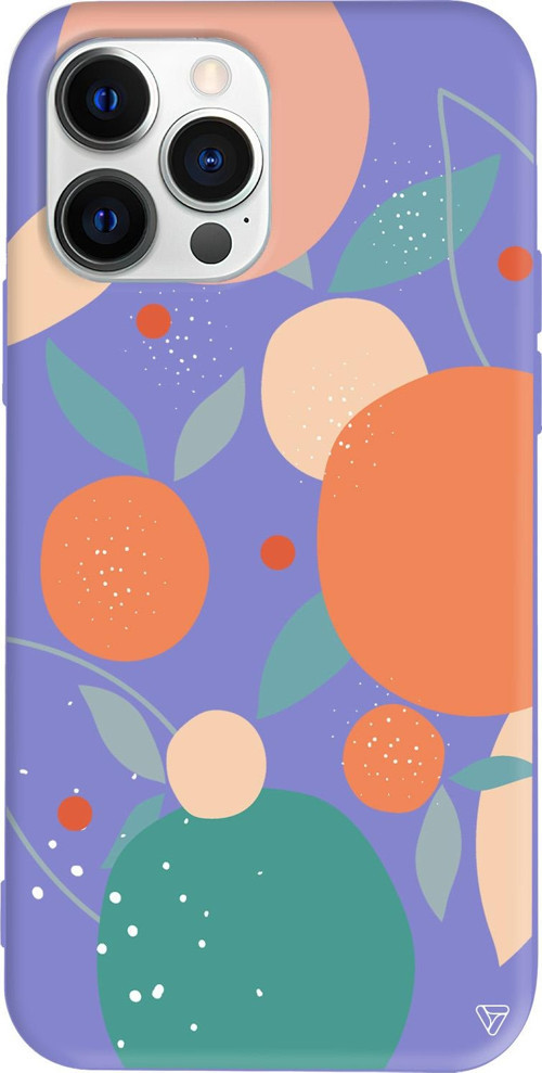 iPhone 15 Pro Max Uyumlu Lila Renkli Silikon Abstract Koleksiyonu Orange Shape Telefon Kılıfı