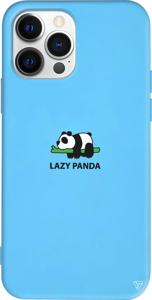 iPhone 15 Pro Max Uyumlu Mavi Renkli Silikon Lazy Panda Telefon Kılıfı