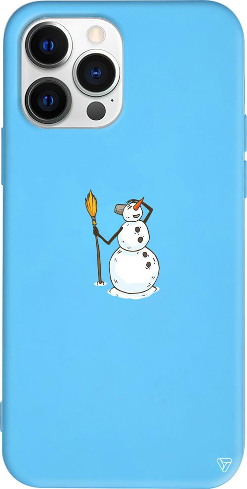 iPhone 15 Pro Max Uyumlu Mavi Renkli Silikon Snowman Looking Around Uyumlu Telefon Kılıfı