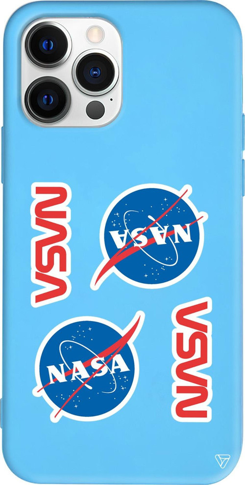 iPhone 15 Pro Max Uyumlu Mavi Renkli Silikon Space Station Telefon Kılıfı