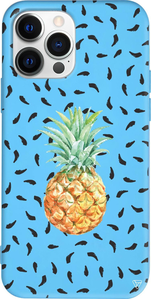 iPhone 15 Pro Max Uyumlu Mavi Renkli Silikon Ananas Telefon Kılıfı