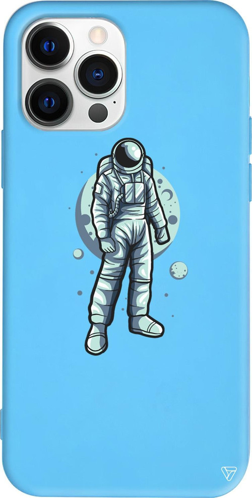 iPhone 15 Pro Max Uyumlu Mavi Renkli Silikon Astronot Telefon Kılıfı