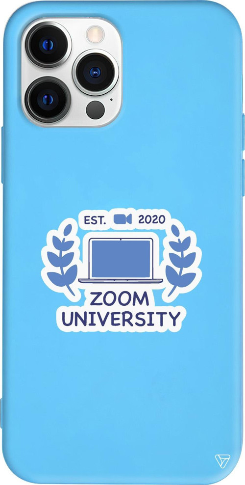 iPhone 15 Pro Max Uyumlu Mavi Renkli Silikon Zoom Universitesi Telefon Kılıfı