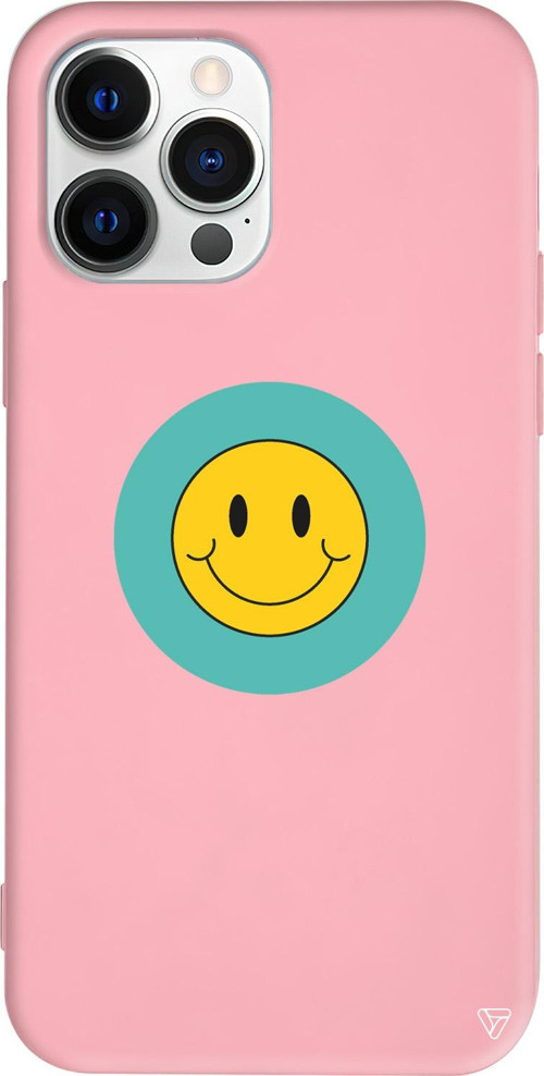 iPhone 15 Pro Max Uyumlu Pembe Renkli Silikon Smile 2 Telefon Kılıfı