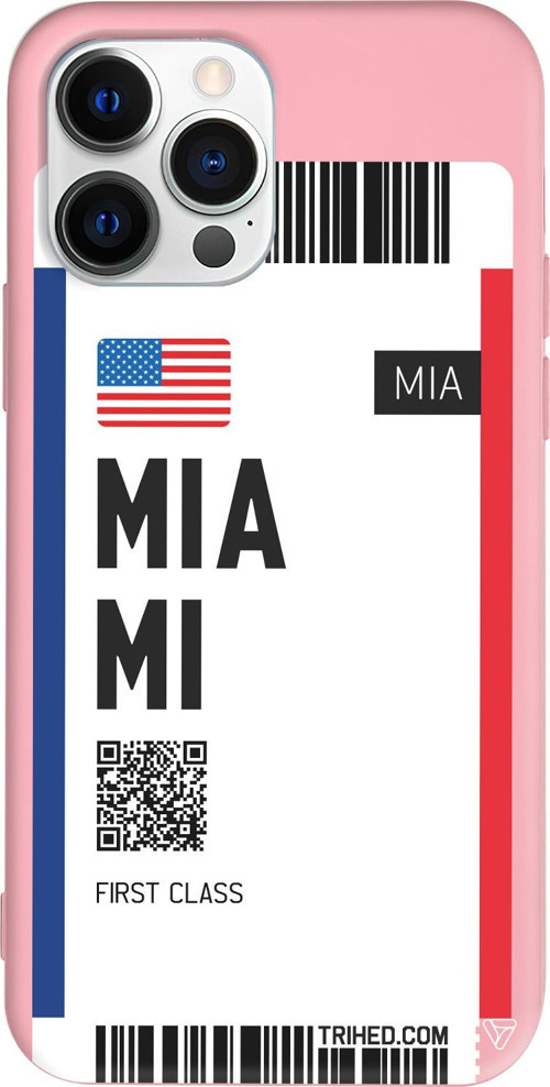 iPhone 15 Pro Max Uyumlu Pembe Renkli Silikon Miami Bileti Telefon Kılıfı