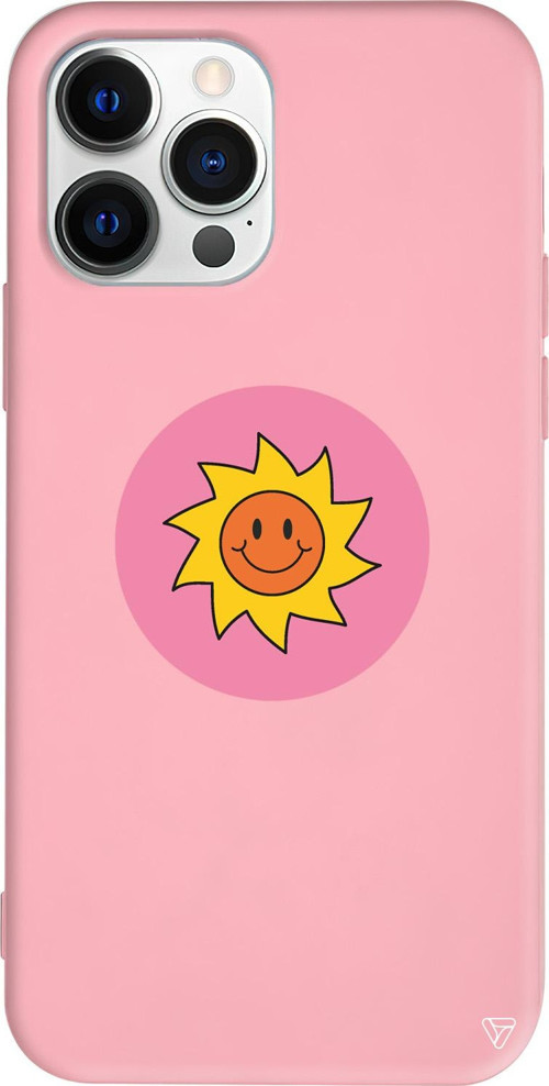 iPhone 15 Pro Max Uyumlu Pembe Renkli Silikon Sun Telefon Kılıfı