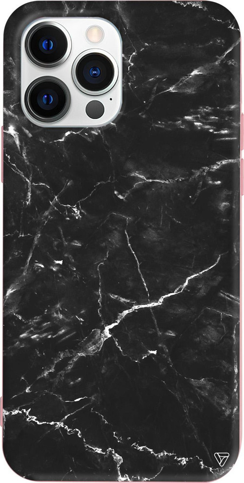 iPhone 15 Pro Max Uyumlu Pembe Renkli Silikon Black Marble 2 Telefon Kılıfı