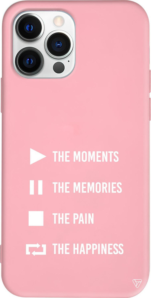 iPhone 15 Pro Max Uyumlu Pembe Renkli Silikon Playlist Telefon Kılıfı