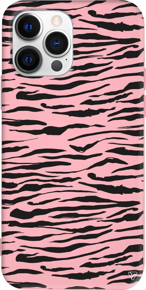iPhone 15 Pro Max Uyumlu Pembe Renkli Silikon Zebra Telefon Kılıfı