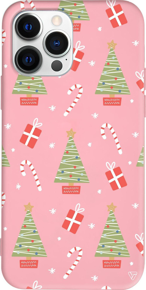 iPhone 15 Pro Max Uyumlu Pembe Renkli Silikon Christmas Candy Telefon Kılıfı