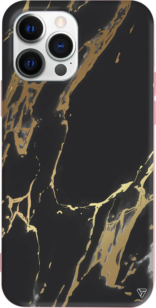 iPhone 15 Pro Max Uyumlu Pembe Renkli Silikon Siyah Mermer Telefon Kılıfı