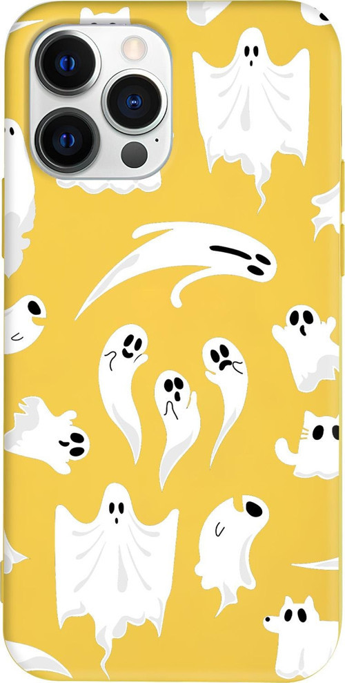iPhone 15 Pro Max Uyumlu Sarı Renkli Silikon Ghosts Are Everywhere! Telefon Kılıfı