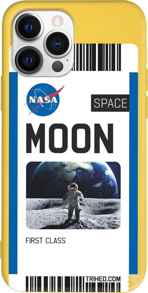 iPhone 15 Pro Max Uyumlu Sarı Renkli Silikon Moon Bileti Telefon Kılıfı