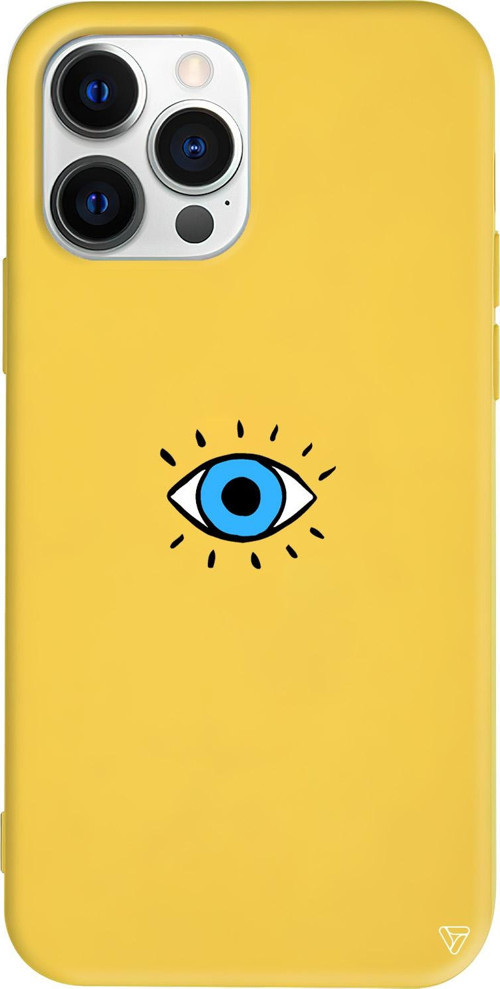 iPhone 15 Pro Max Uyumlu Sarı Renkli Silikon One Eye Telefon Kılıfı