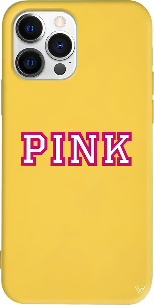 iPhone 15 Pro Max Uyumlu Sarı Renkli Silikon Pink Telefon Kılıfı