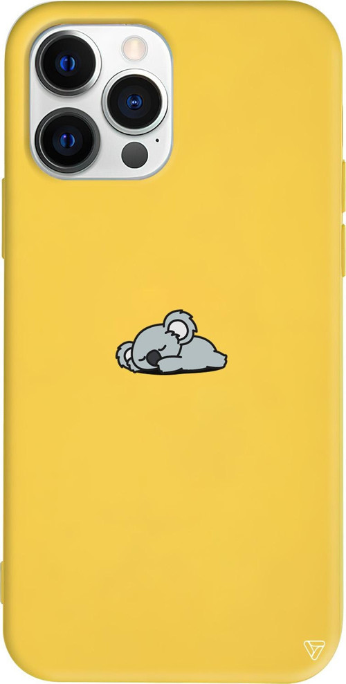 iPhone 15 Pro Max Uyumlu Sarı Renkli Silikon Koala Telefon Kılıfı