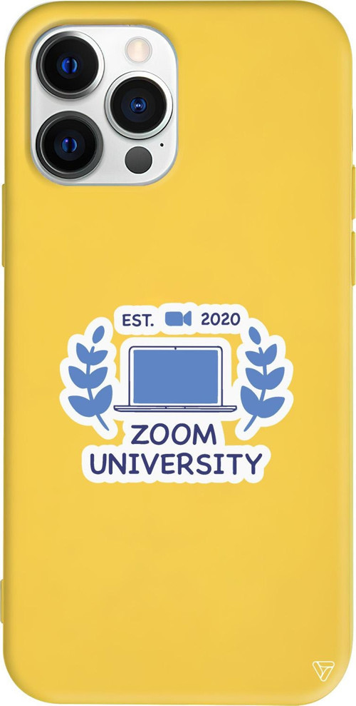 iPhone 15 Pro Max Uyumlu Sarı Renkli Silikon Zoom Universitesi Telefon Kılıfı