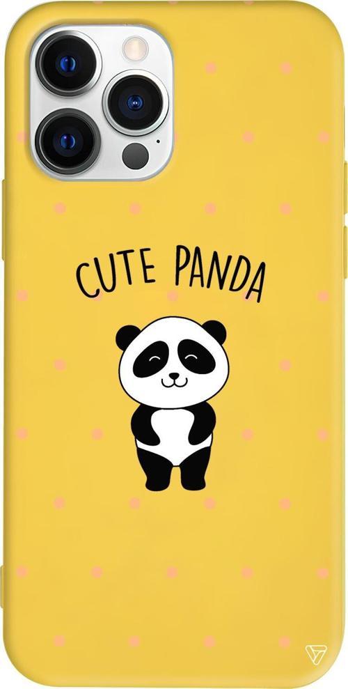 iPhone 15 Pro Max Uyumlu Sarı Renkli Silikon  Cute Panda Telefon Kılıfı