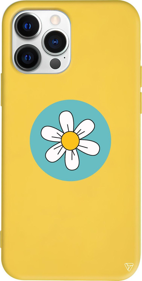 iPhone 15 Pro Max Uyumlu Sarı Renkli Silikon Single Daisy Telefon Kılıfı