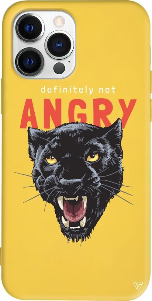 iPhone 15 Pro Max Uyumlu Sarı Renkli Silikon Sinirli Jaguar Pars Telefon Kılıfı