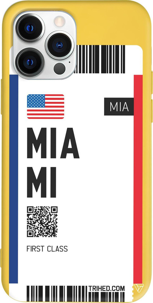 iPhone 15 Pro Max Uyumlu Sarı Renkli Silikon Miami Bileti Telefon Kılıfı