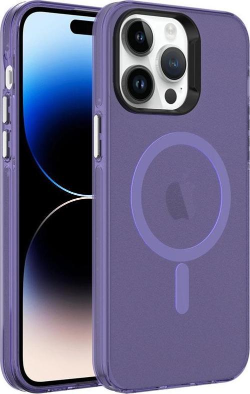 Apple iPhone 14 Pro Max Kılıf Zore Magsafe Şarj Özellikli Buzlu Transparan C-Pro Sert Kapak