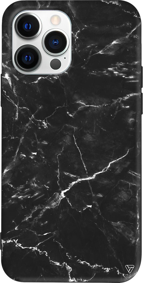 iPhone 15 Pro Max Uyumlu Siyah Renkli Silikon Black Marble 2 Telefon Kılıfı