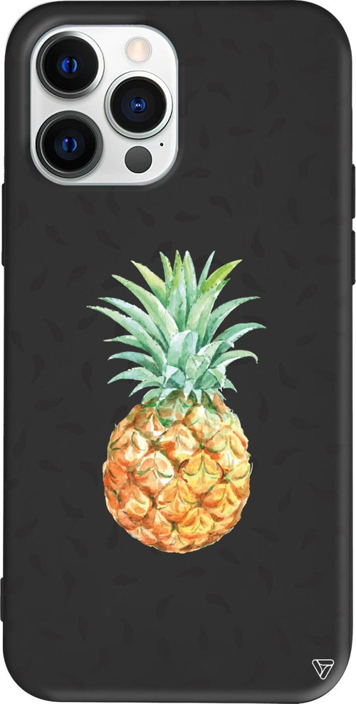 iPhone 15 Pro Max Uyumlu Siyah Renkli Silikon Ananas Telefon Kılıfı