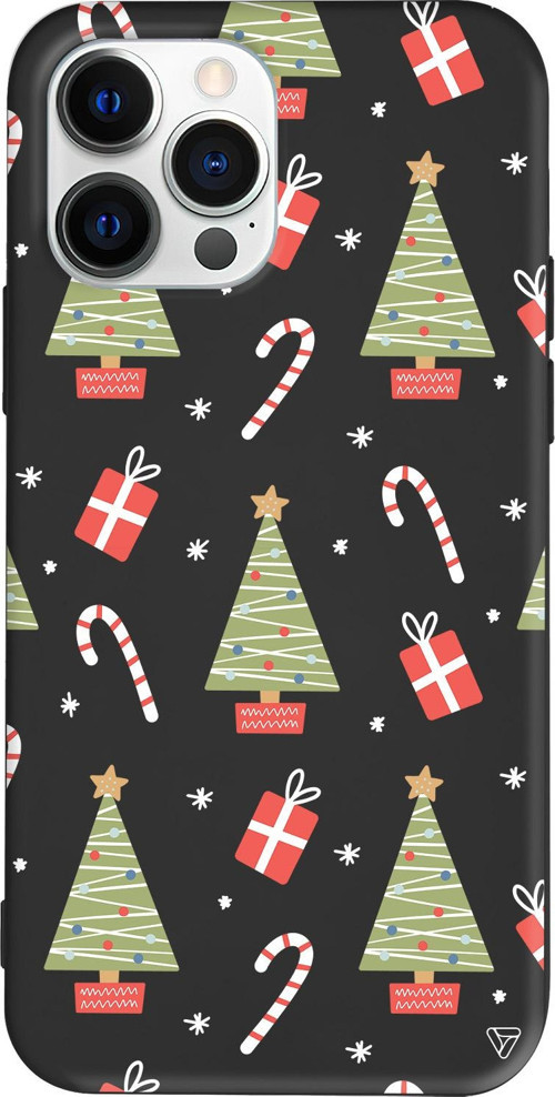 iPhone 15 Pro Max Uyumlu Siyah Renkli Silikon Christmas Candy Telefon Kılıfı