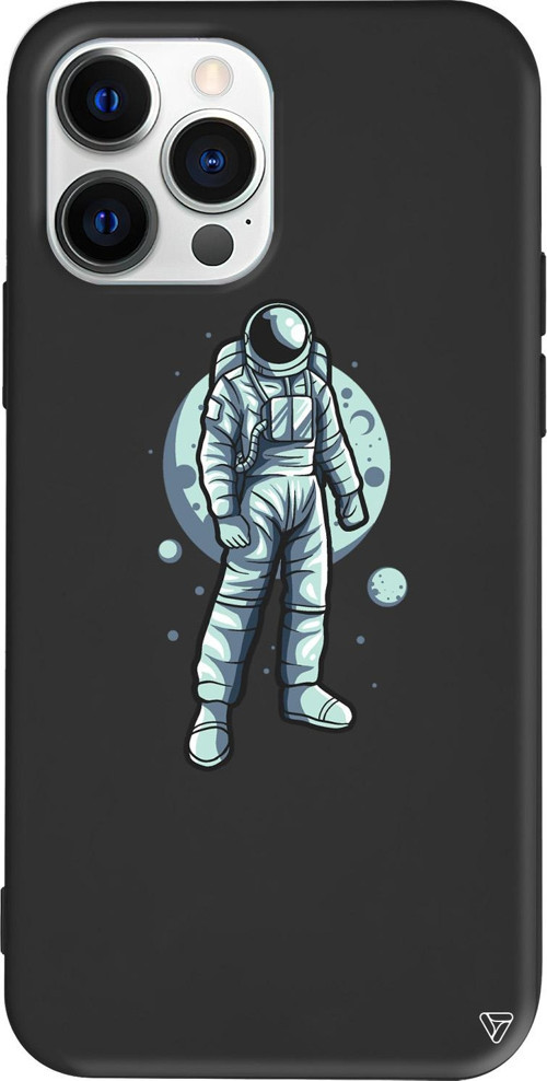 iPhone 15 Pro Max Uyumlu Siyah Renkli Silikon Astronot Telefon Kılıfı