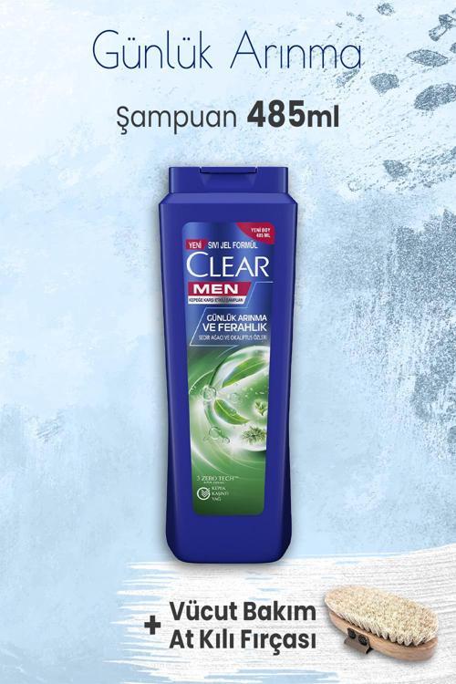 Men Şampuan Günlük Arınma 485 ml ve Vücut Bakım At Kılı Fırçası