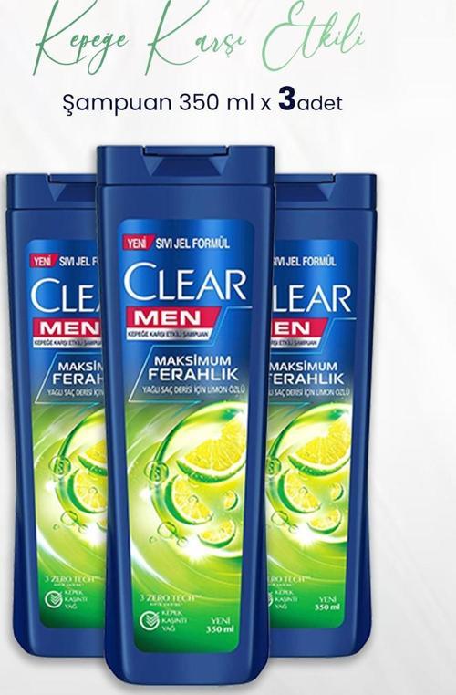 Men Kepeğe Karşı Etkili Şampuan Maksimum Ferahlık Limon Özlü 350 ML x 3 Adet