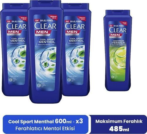Men Şampuan Cool Sport Menthol 600 ml x 3 ve Limon Özlü 485 ml
