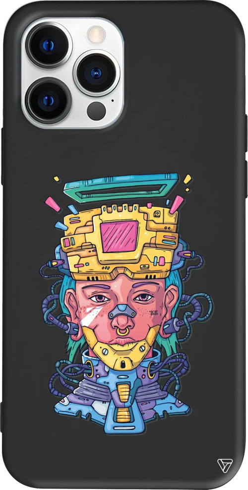 iPhone 15 Pro Max Uyumlu Siyah Renkli Silikon Cyperpunk Telefon Kılıfı