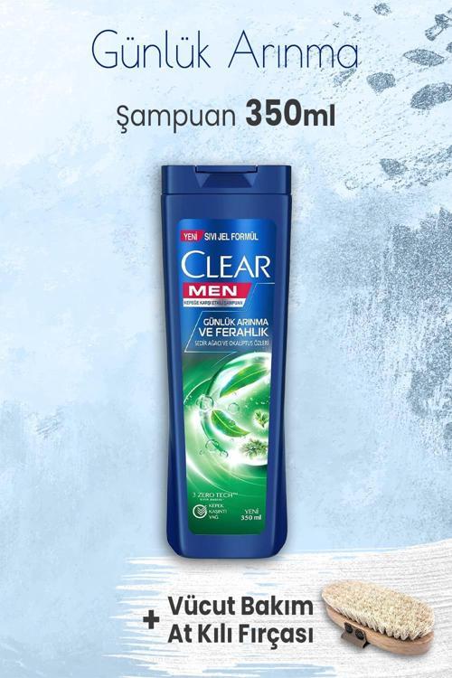 Men Şampuan Günlük Arınma 350 ml ve Vücut Bakım At Kılı Fırçası