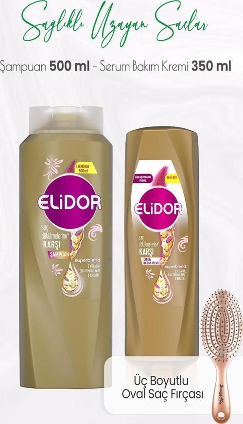Superblend Saç Dökülmelerine Karşı Şampuan 500 ml, Serum Bakım Kremi 350 ml ve Üç Boyutlu Oval Saç Fırçası