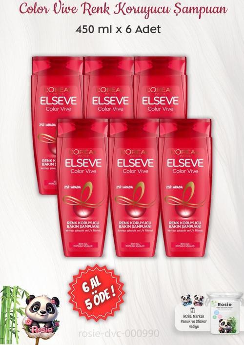 6 AL 5 ÖDE Elseve Color Vive Renk Koruyucu Bakım Şampuanı 450 ml ve ROSIE