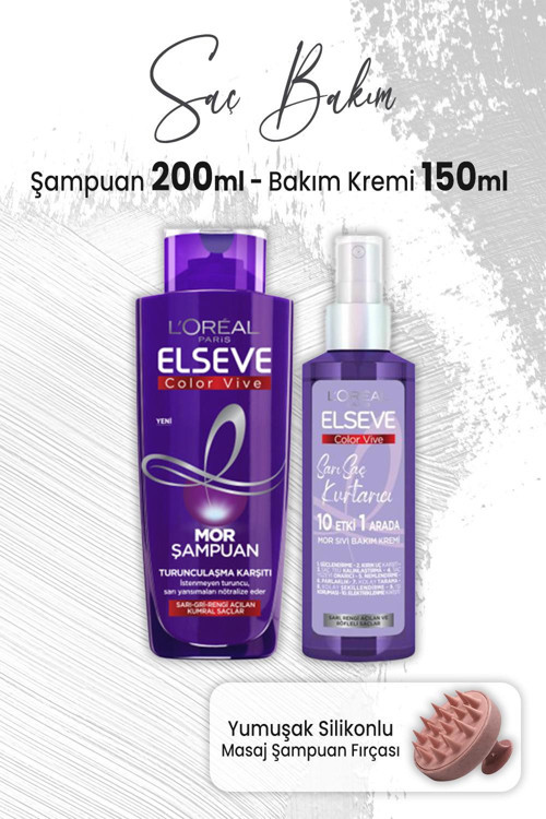 Color Vive Mor Şampuan 200 ml, Krem 150 ml ve Masaj Şampuan Fırçası Pembe