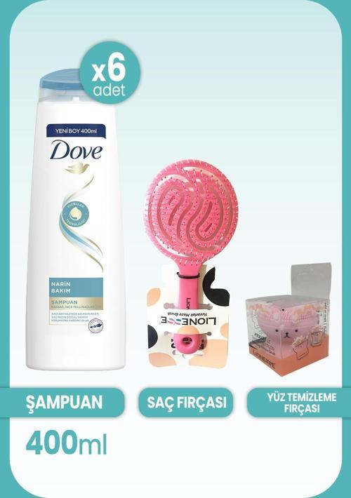 Şampuan Narin Bakım Hassas İnce Telli Saçlar 400 ml x 6 Adet & Saç ve Yüz Fırçası