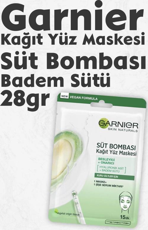 Kağıt Yüz Maskesi Süt Bombası Badem Sütü 28 gr