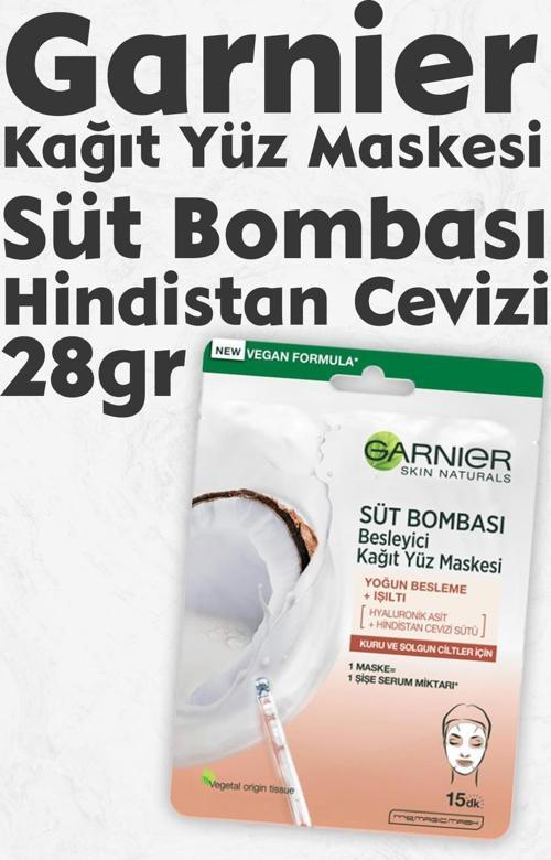 Kağıt Yüz Maskesi Süt Bombası Hindistan Cevizi 28 gr