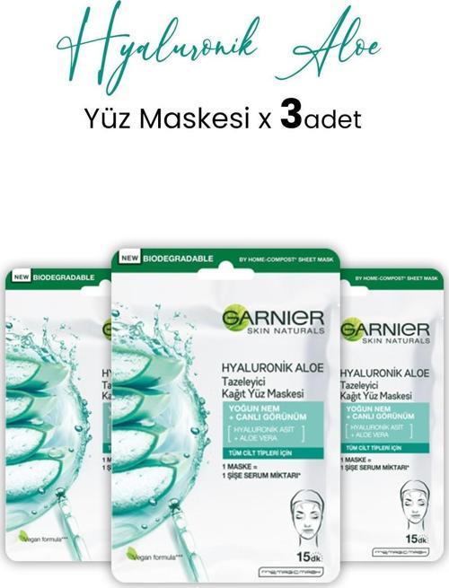 Kağıt Yüz Maskesi Tazeleyici Hyaluronik Aloe 28 gr x 3 Adet